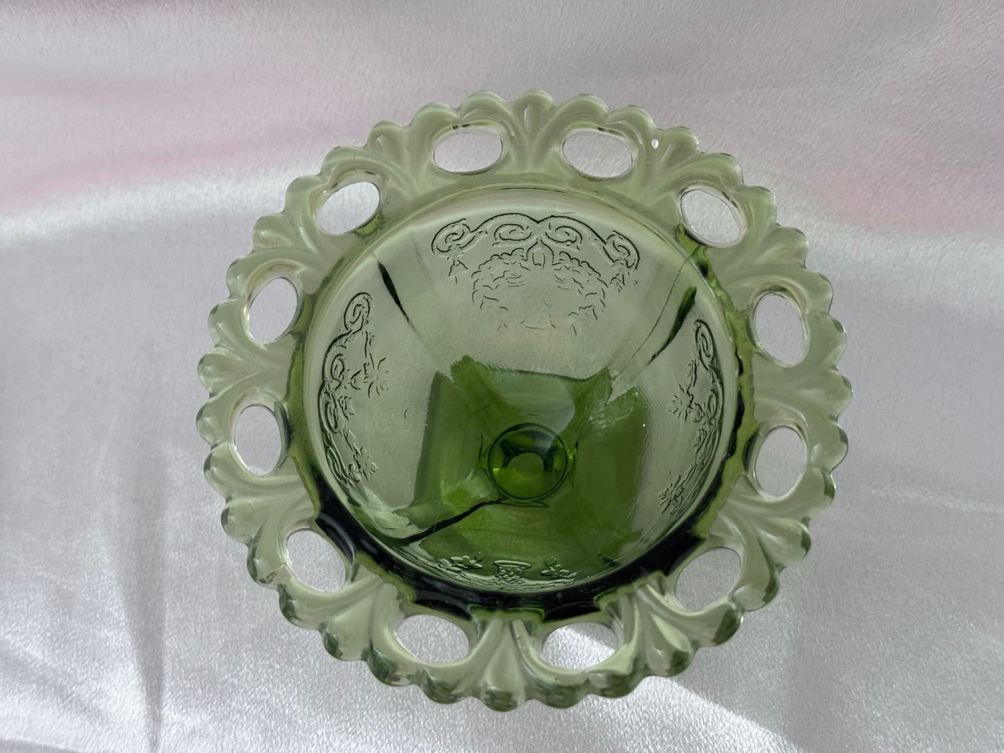 Indiana Green Glass Compote Dish