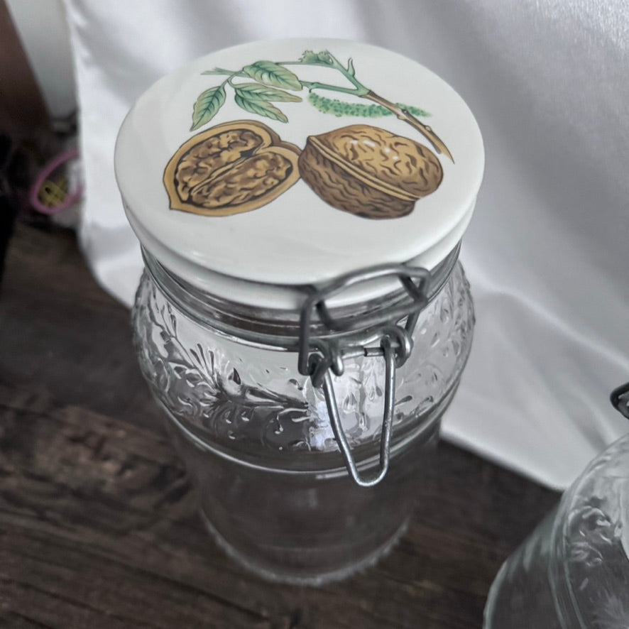 Vintage Italian Canister Jars with Ceramic English Lids