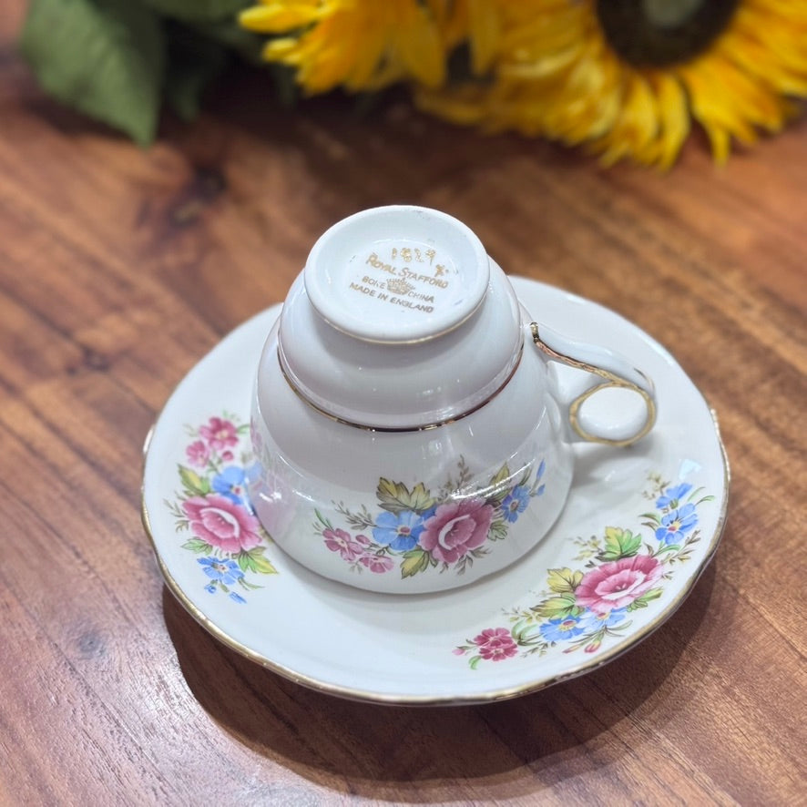 Royal Stafford Floral Bone China Teacup & Saucer Set