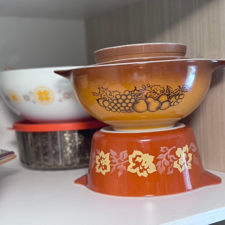 Pyrex Terra Cotta Rose Round Casserole Dish