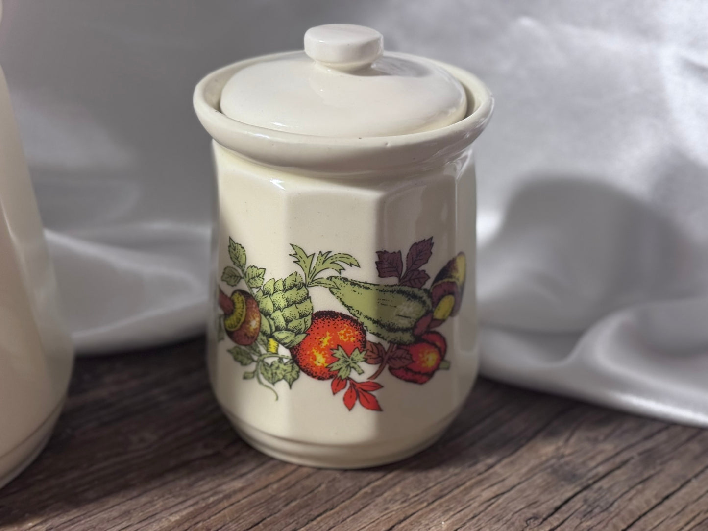 Vintage Cream Canisters with Garden Vegetables