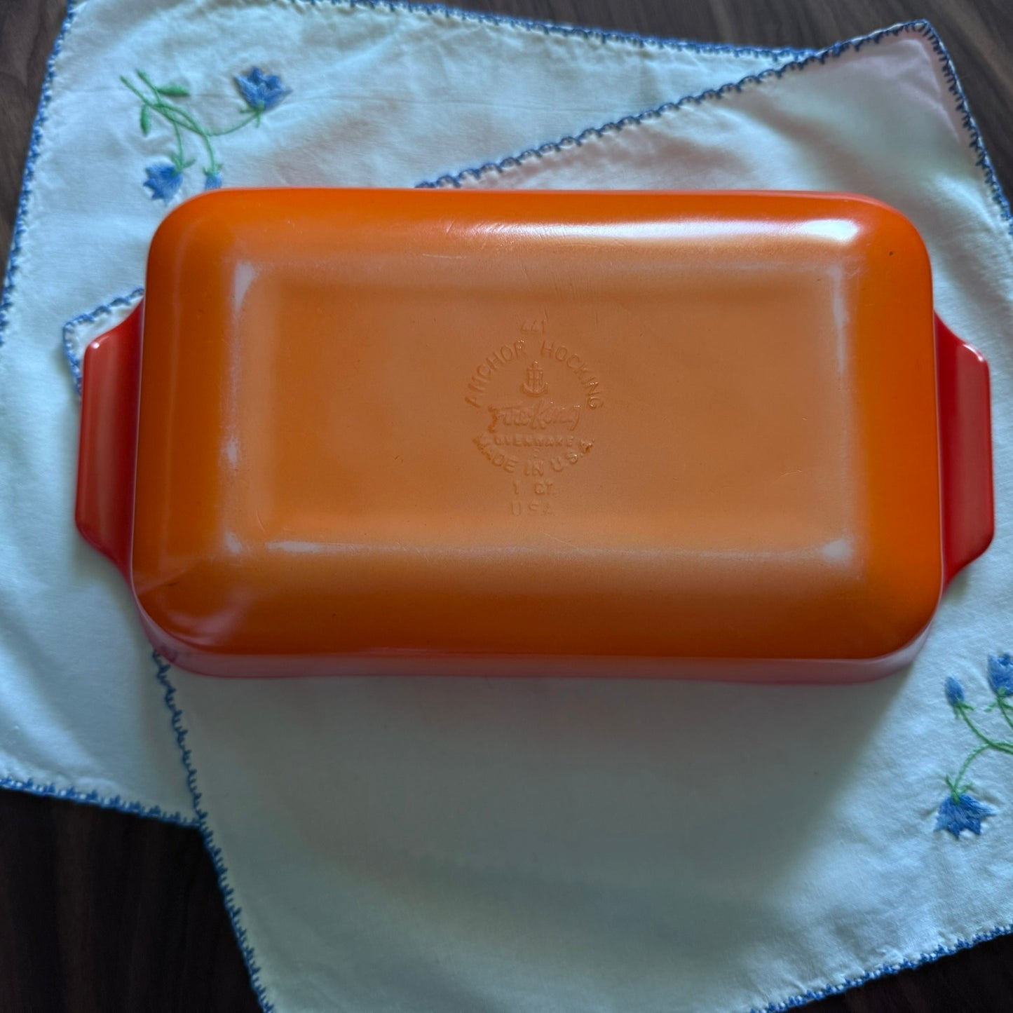 Fire-King Orange 1 QT Loaf Pan