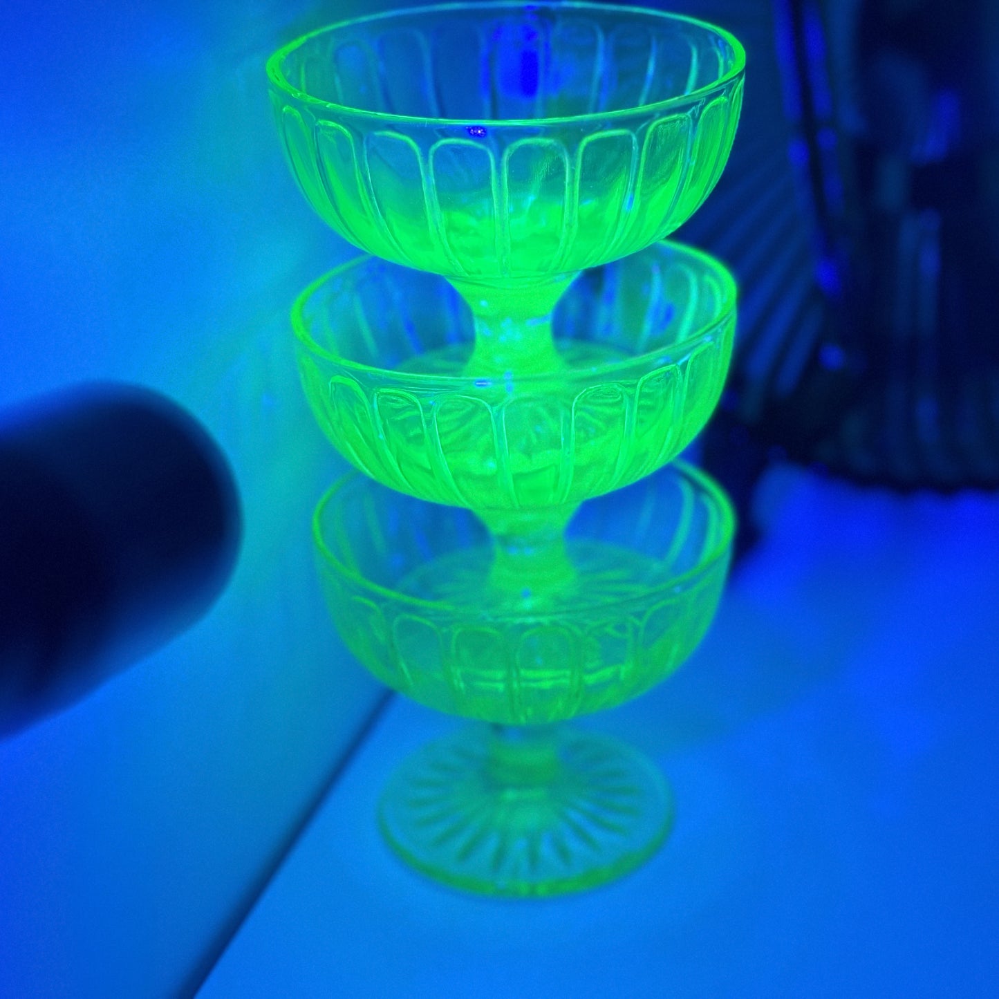 Hazel Atlas Vaseline Glass/Uranium Glass Sherbet Cups