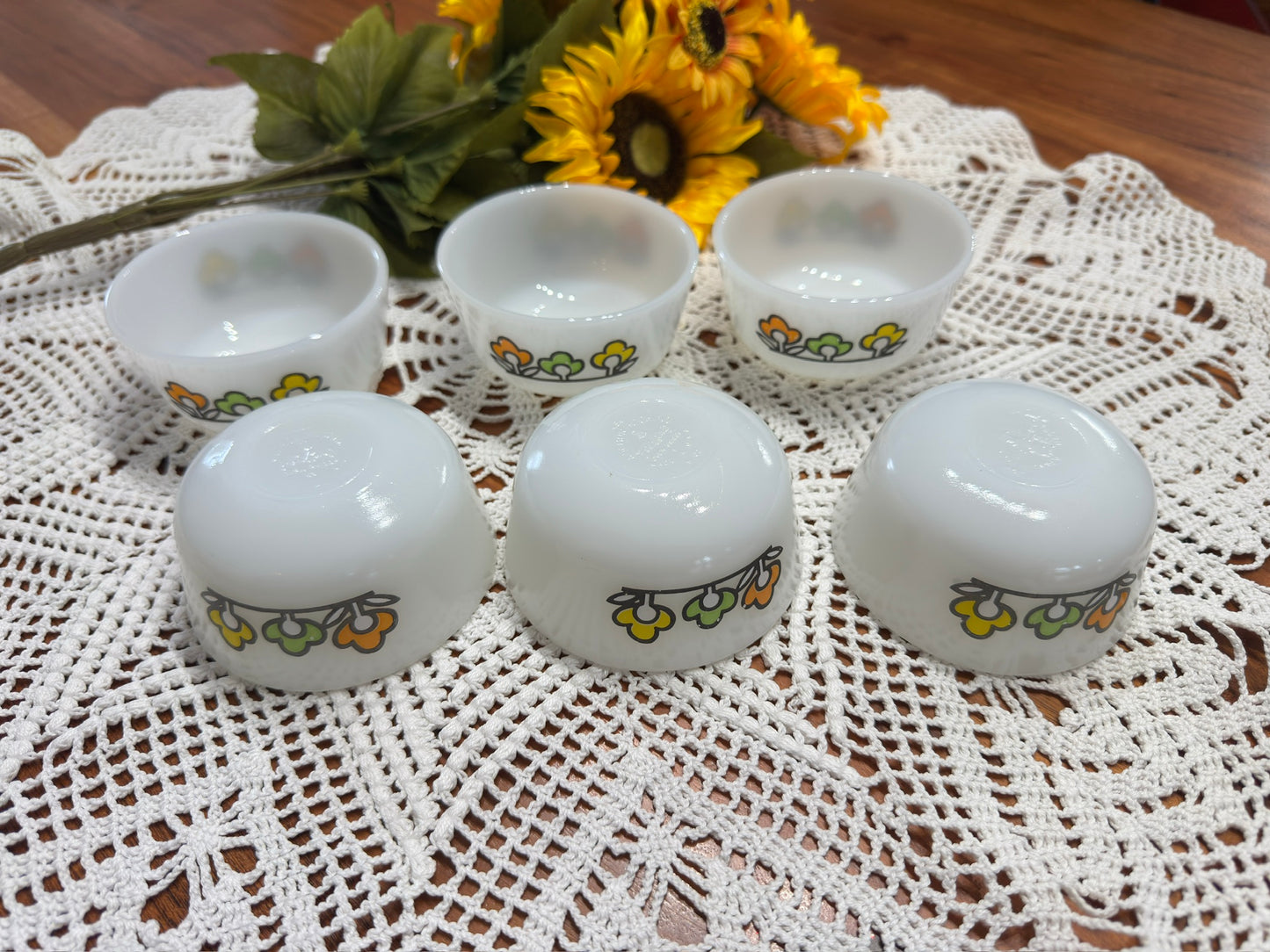 Anchor Hocking Fire-King 'Summerfield' Milk Glass Ramekins