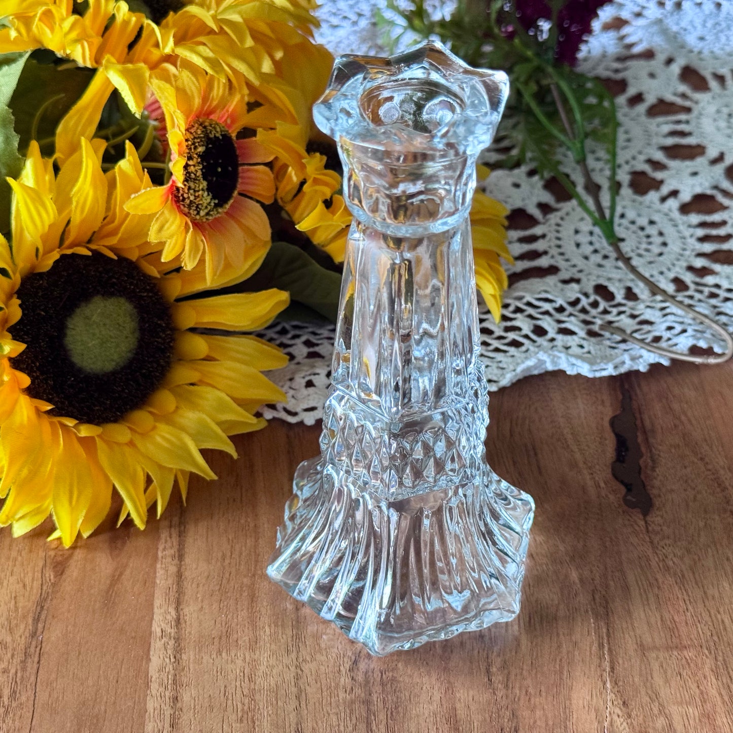 Vintage Cut Glass Bud Vase OR Candle Holder