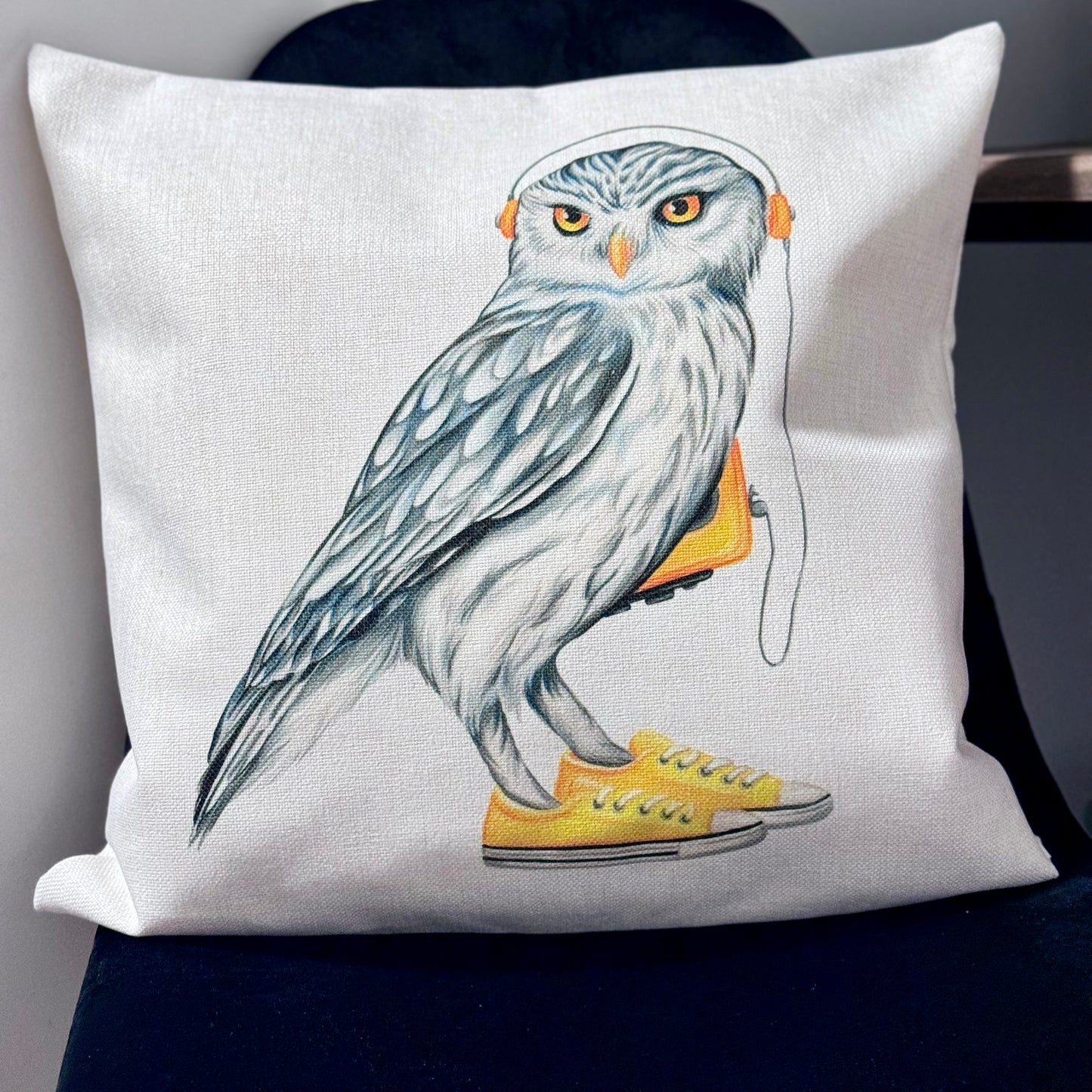 Owl with Walkman Pillow Cover