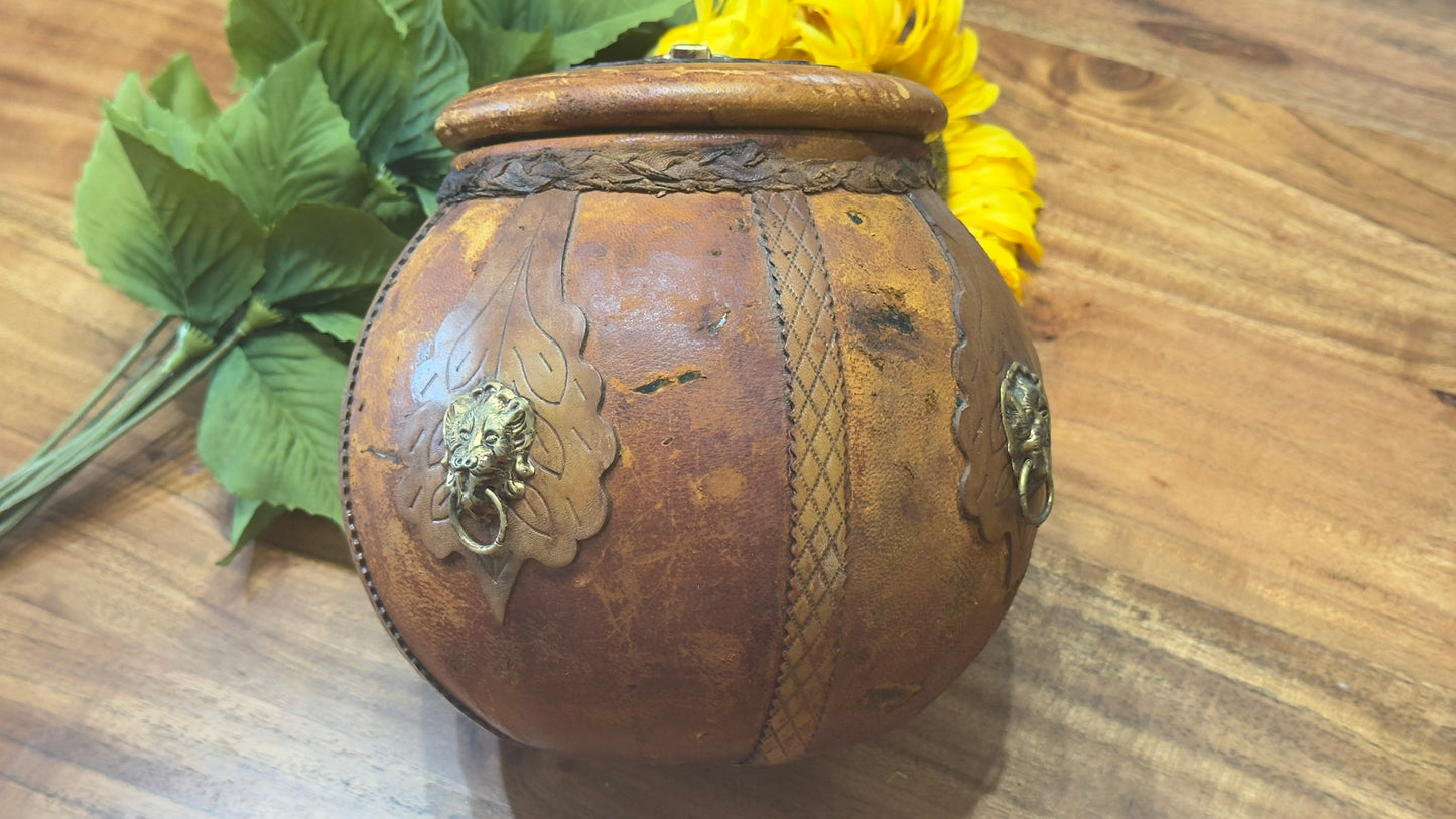 Vintage Italian Leather Wrapped Glass Humidor