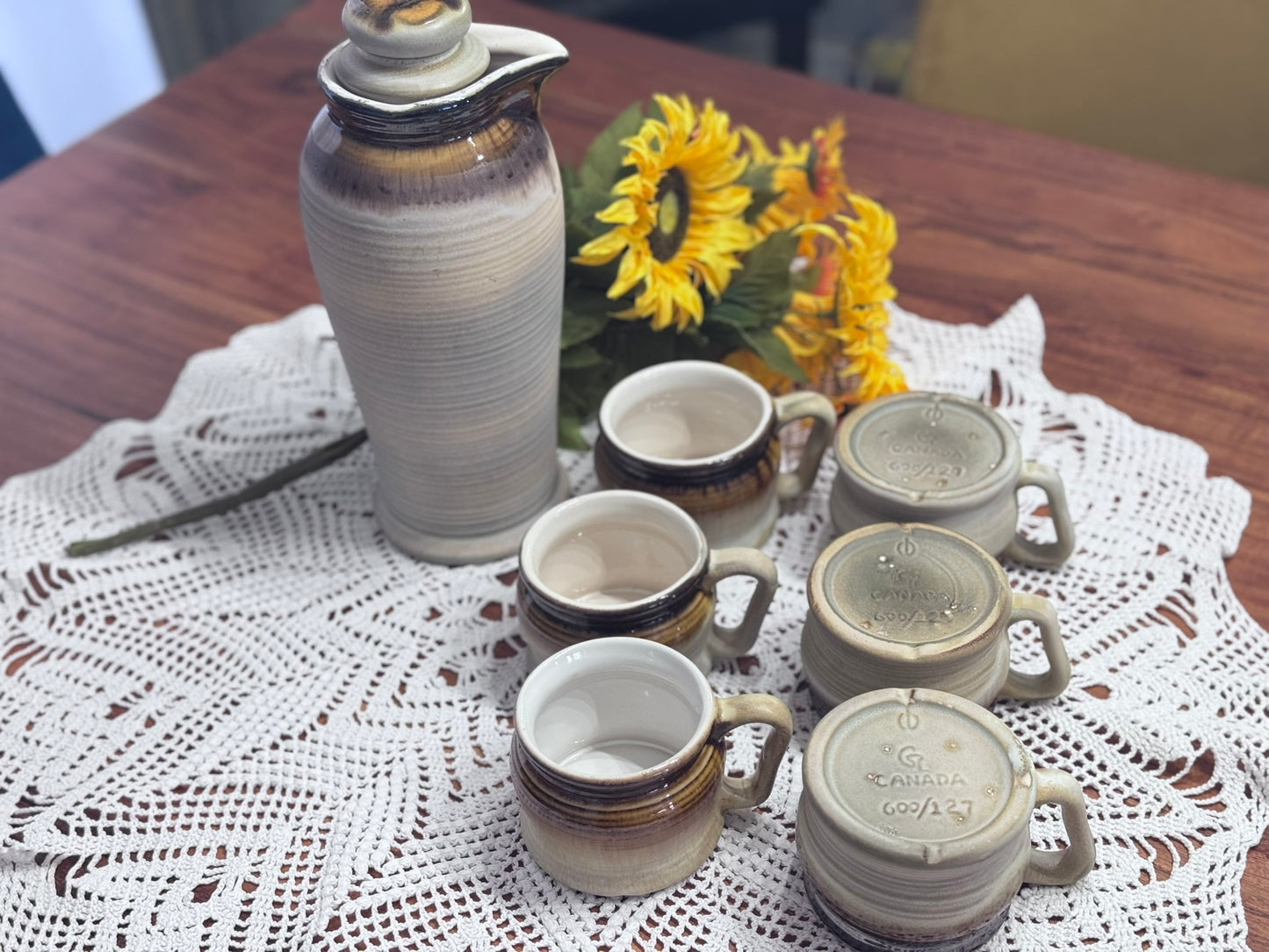 Beauceware Pottery Drip Glaze Tea Set