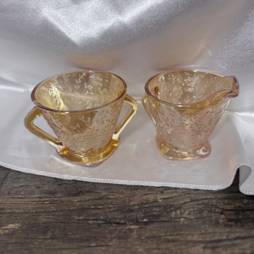 Jeannette Glass Cream and Sugar