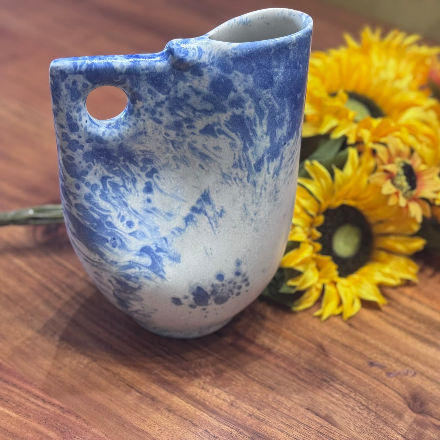 Handmade Ceramic White & Blue Pottery Piece