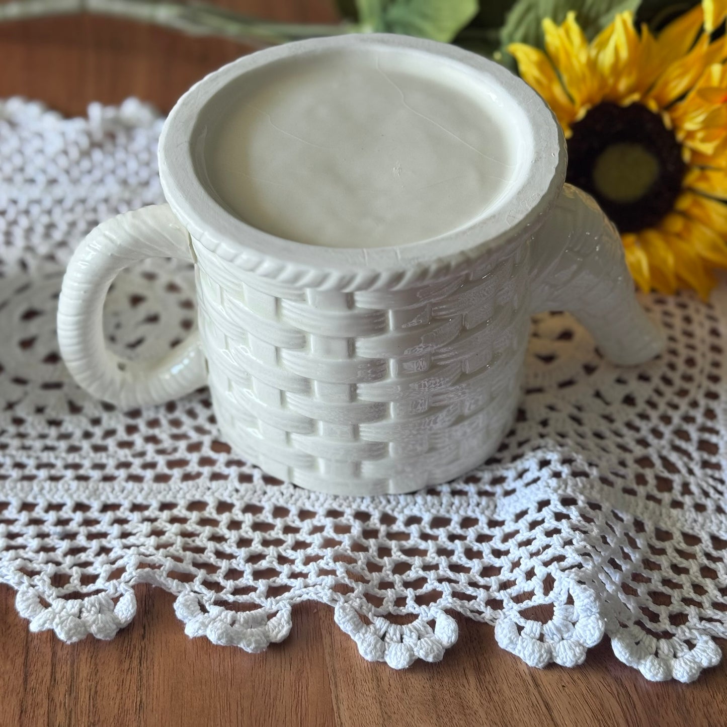 Vintage Basket Weave & Fruit Teapot