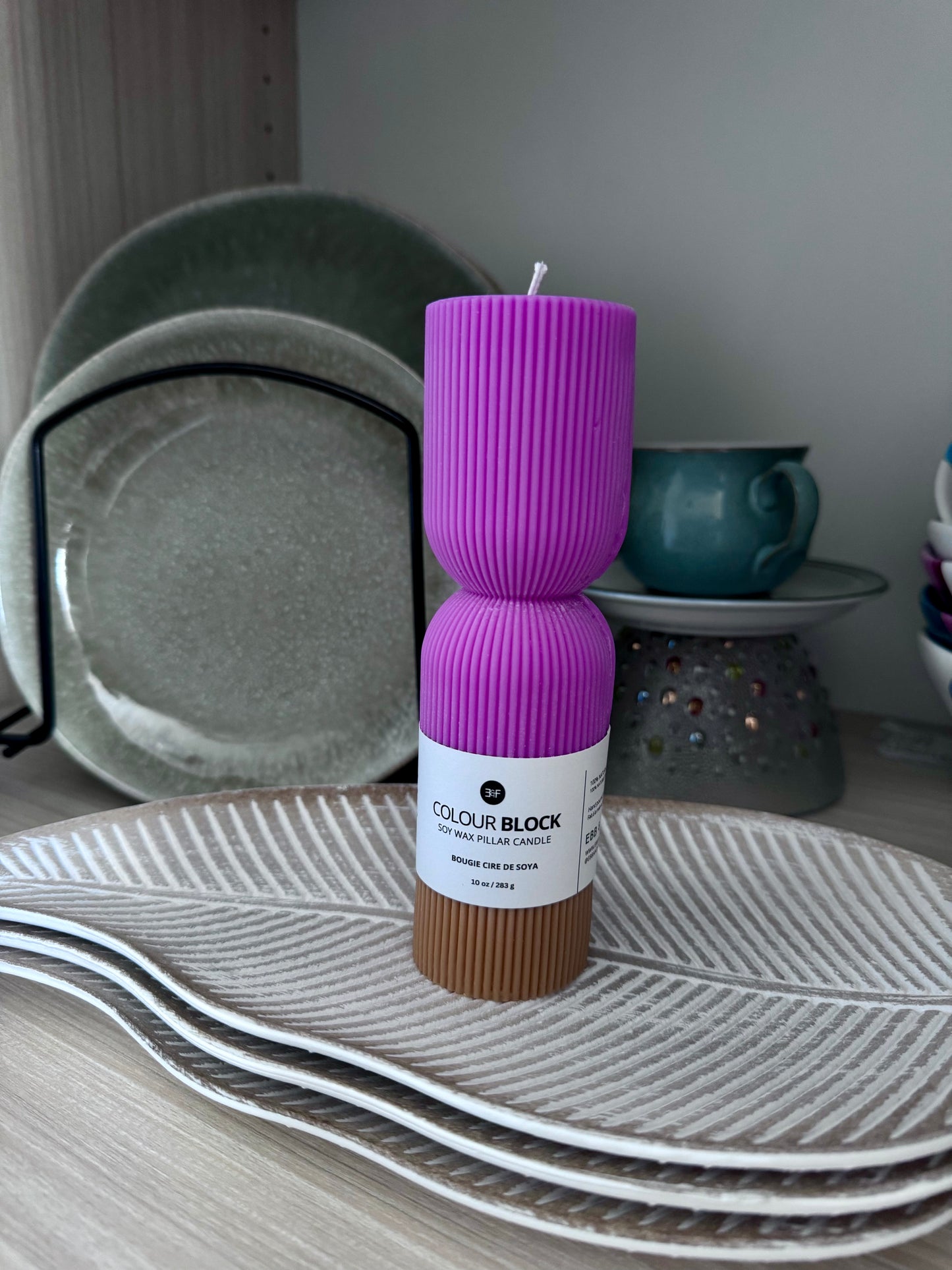 EBB & FLOW Pillar Candle - Fushia/mustard