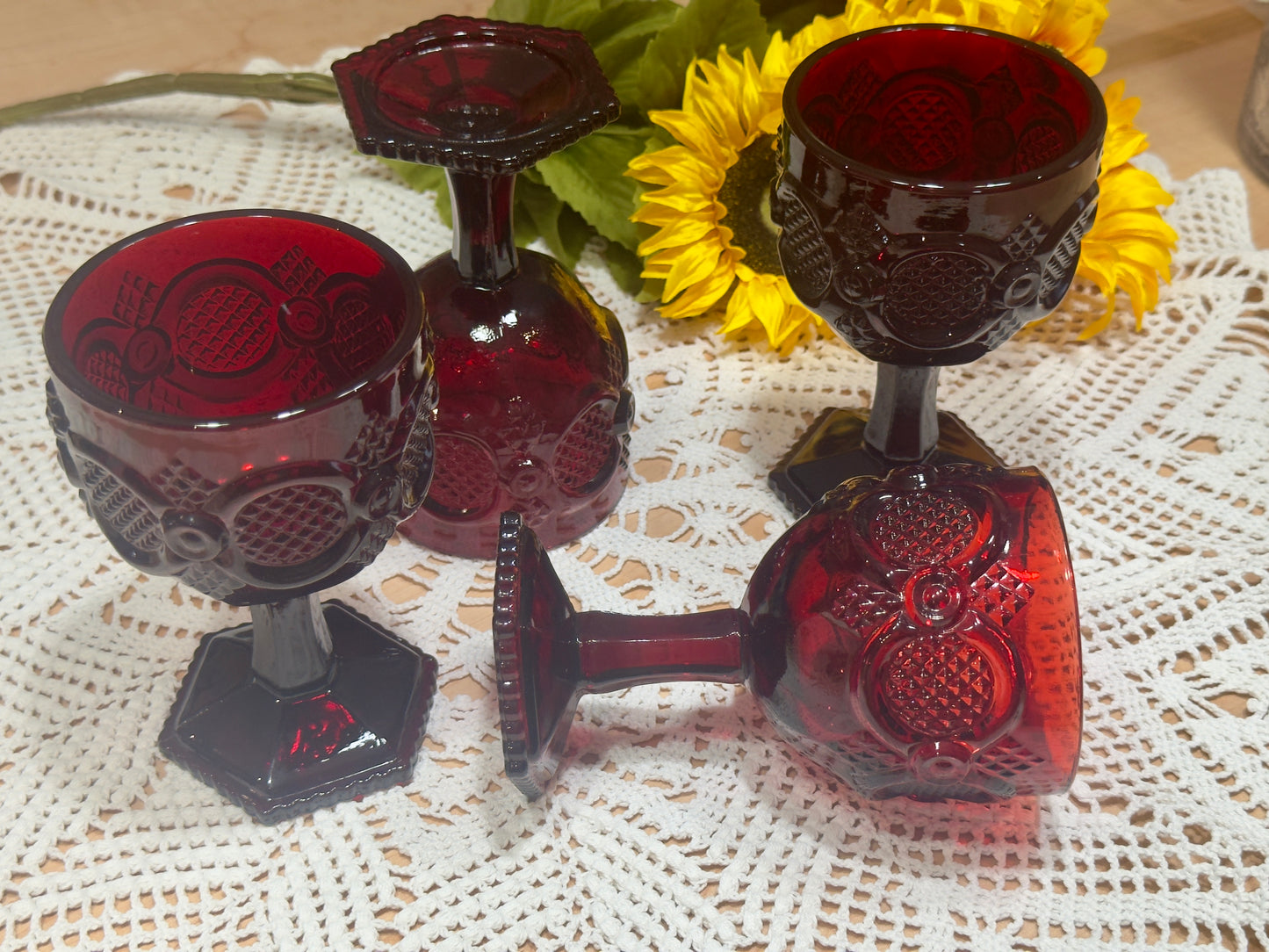 AVON 1876 Cape Cod Ruby Red Goblets