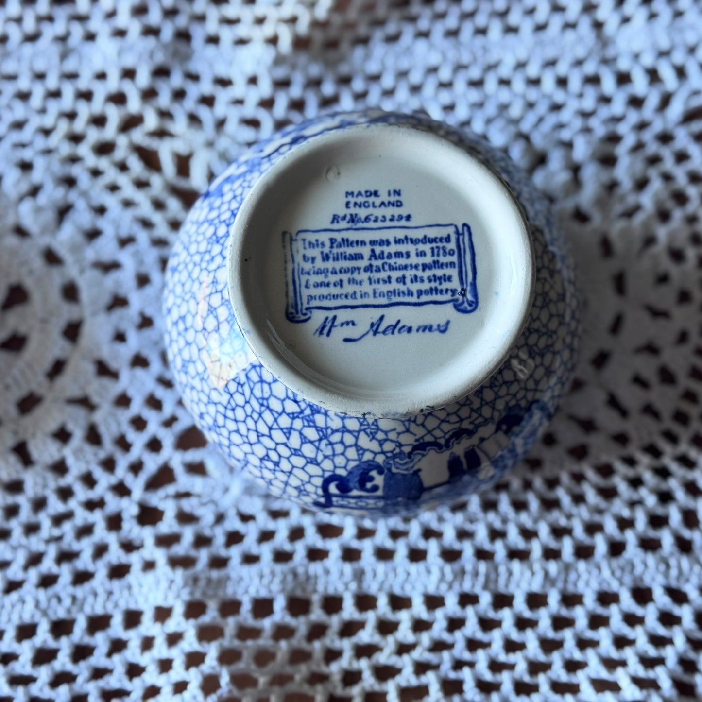 William Adams English Blue Pottery Trinket/SugarGinger Jar