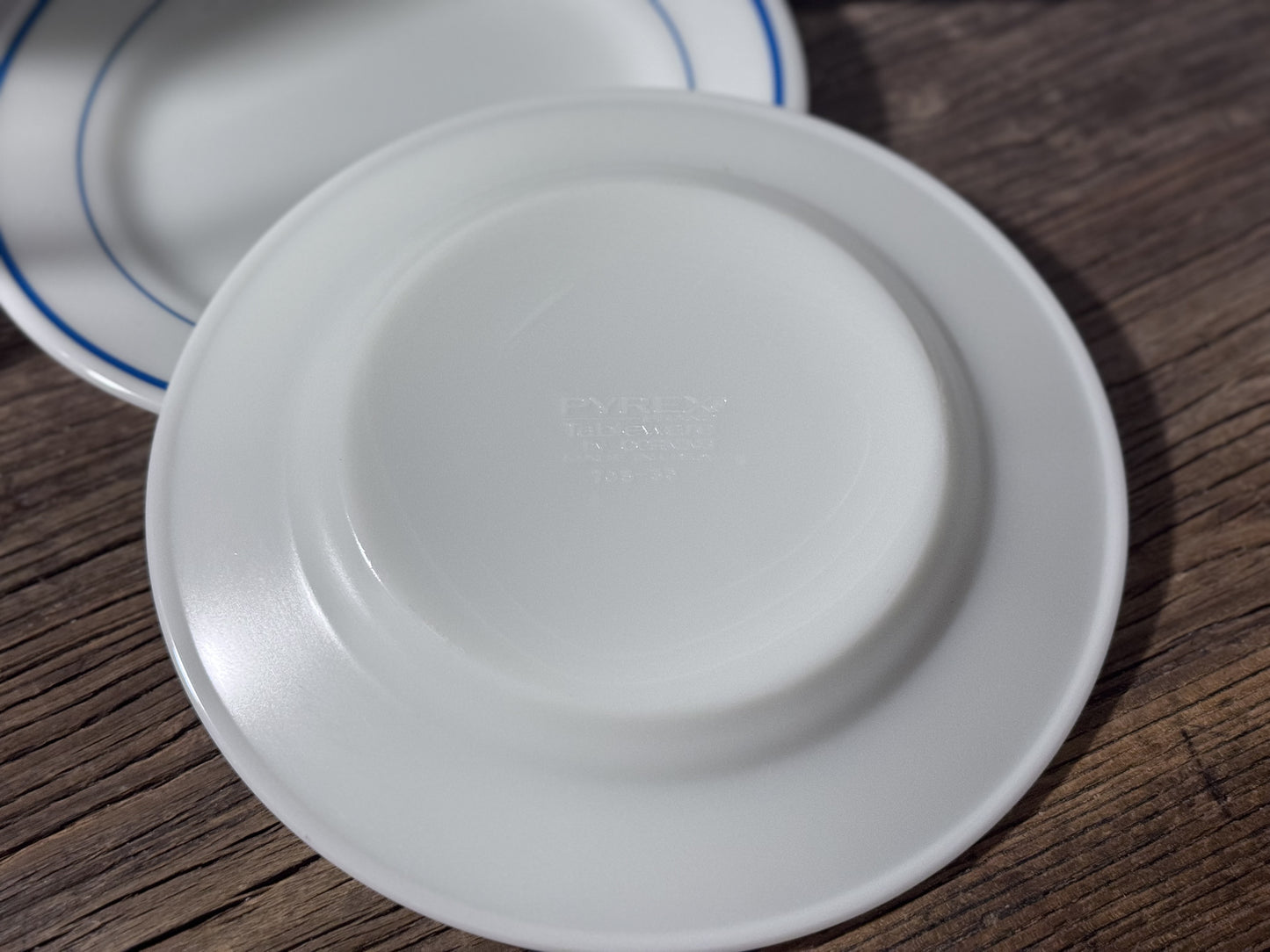 Pyrex Blue Striped Milk Glass Dish Set