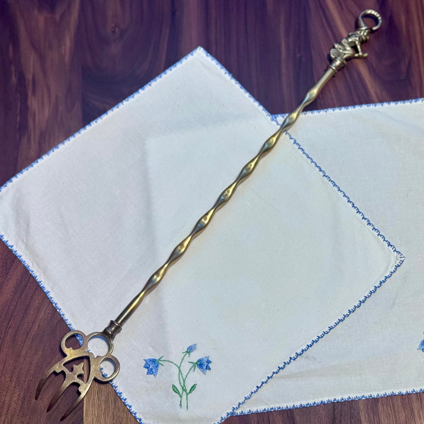 Vintage Brass Toasting Fork - Witch