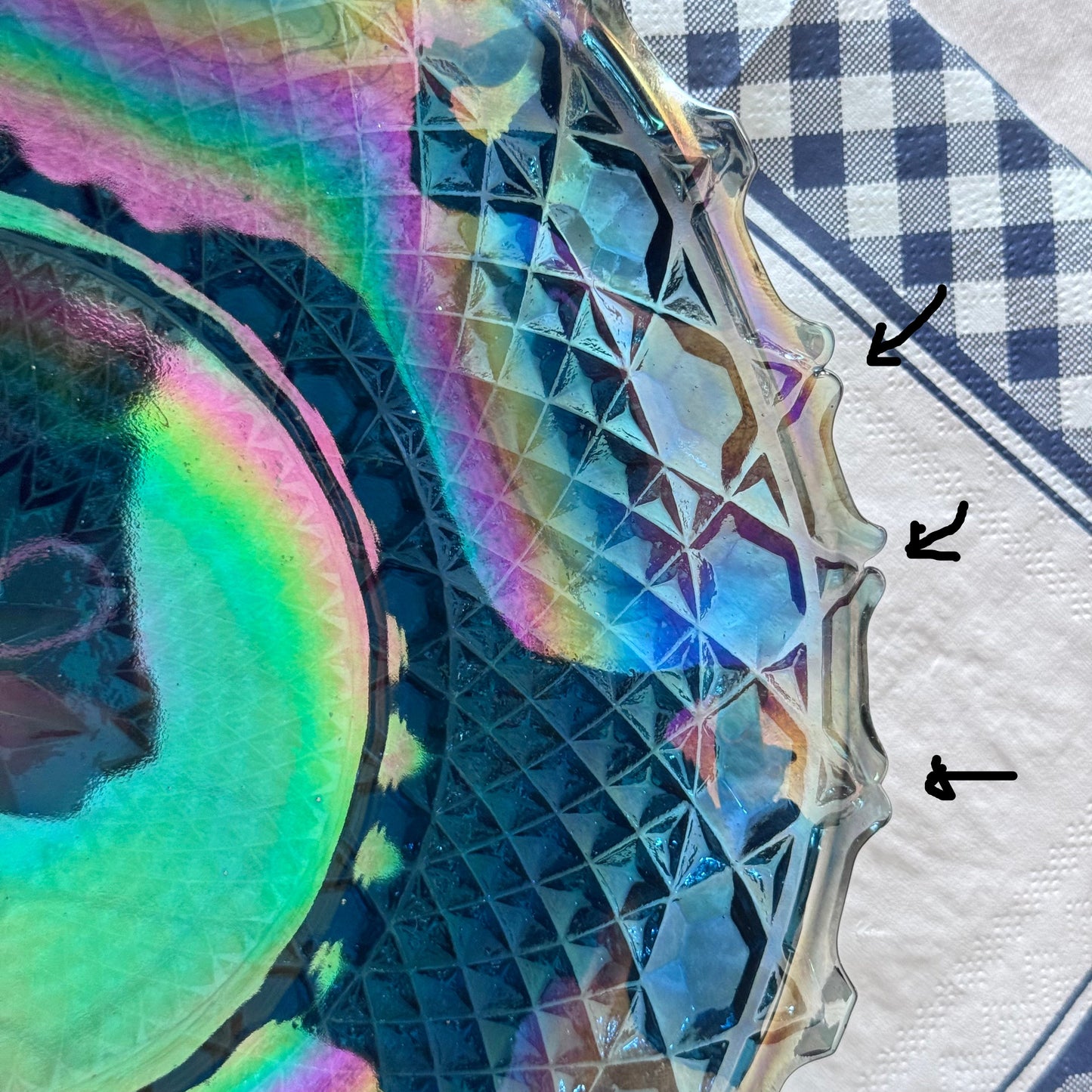Blue Indiana/Carnival Glass Ruffled Plate