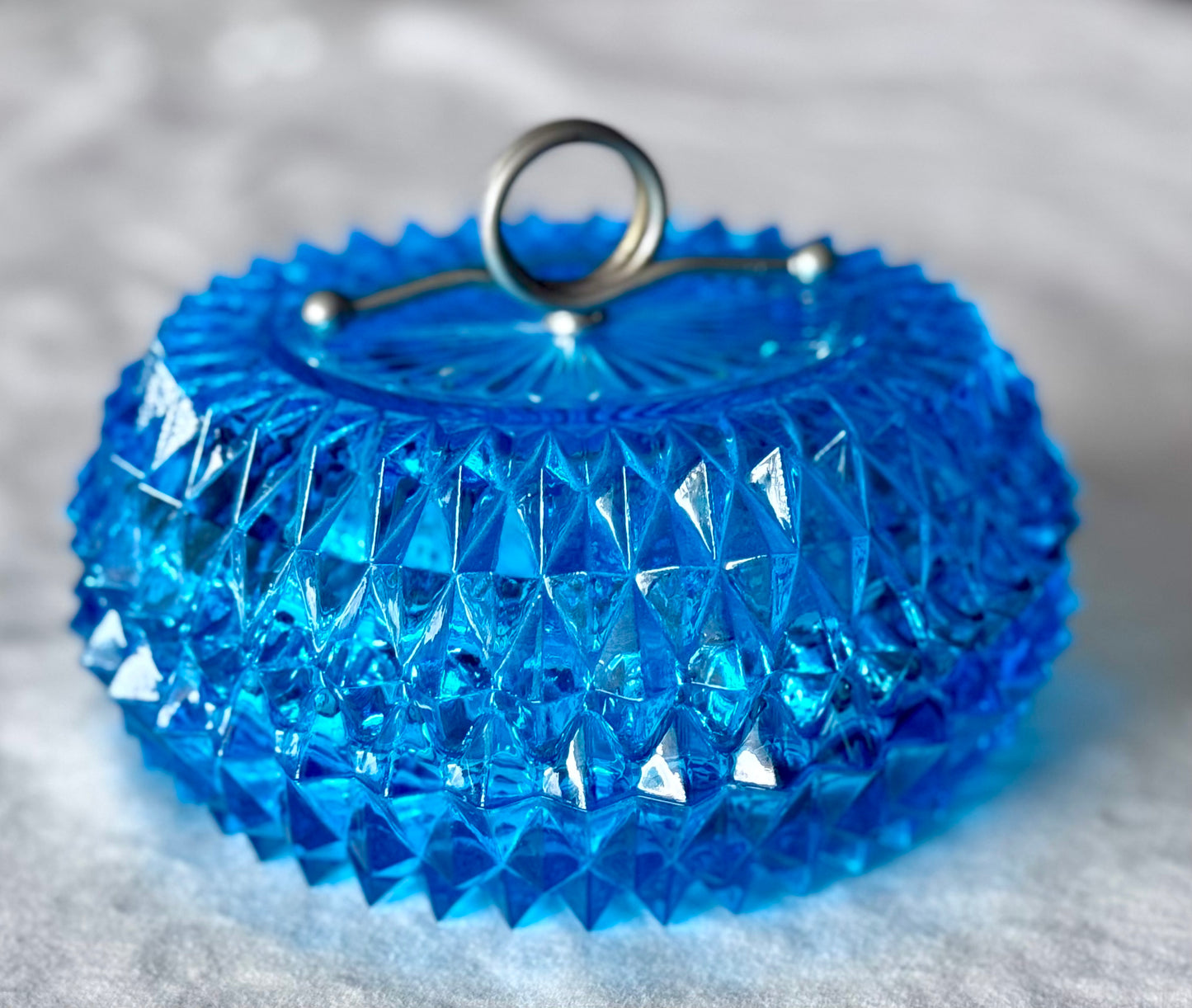 Indiana Glass Diamond Point Candy/Powder Jar