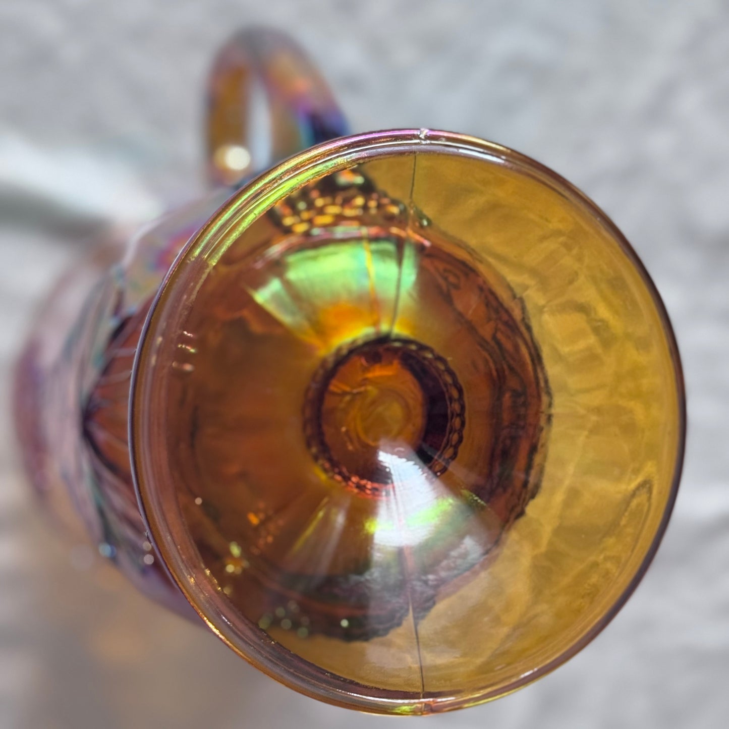 Large Indiana Carnival Glass Marigold Pitcher