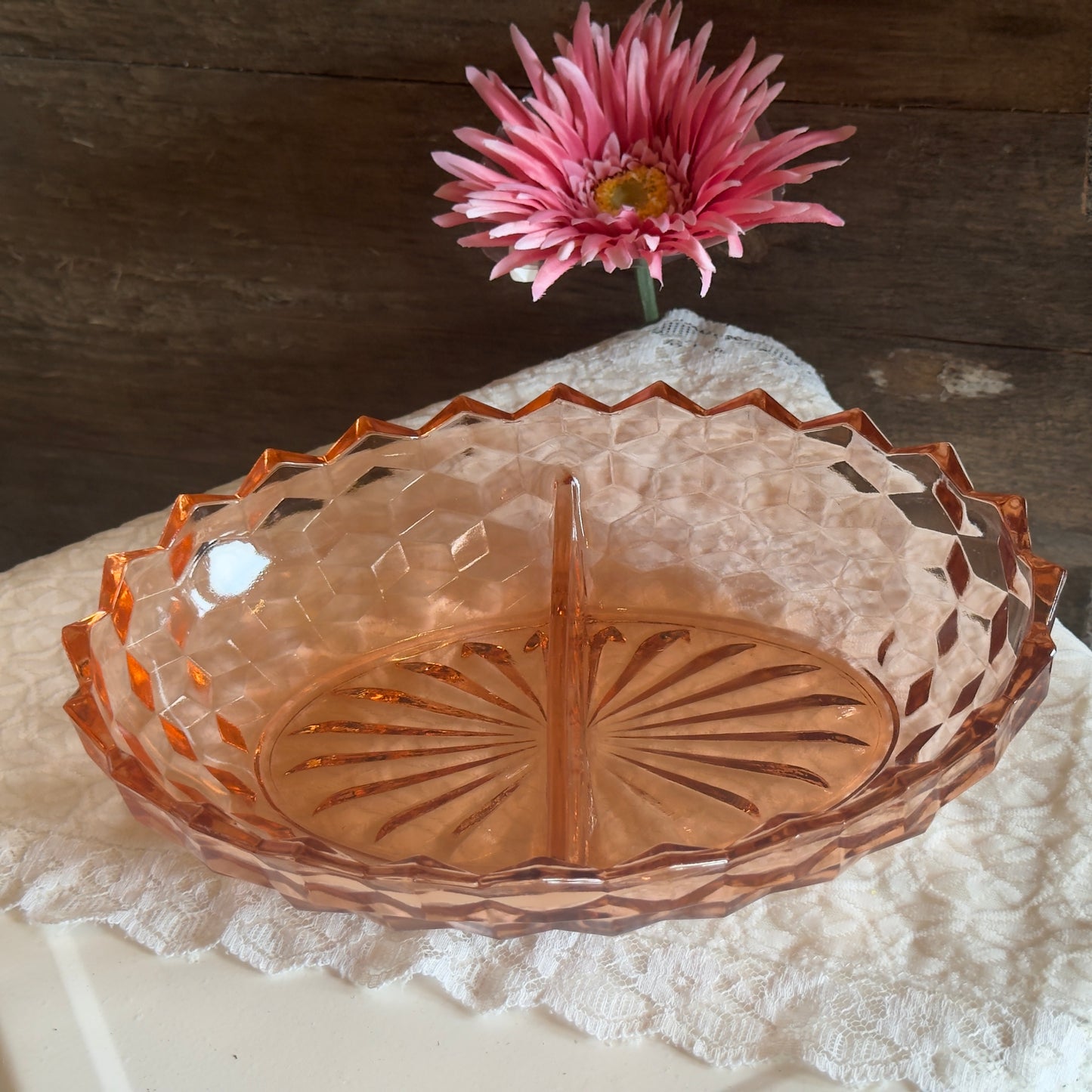 Pink Jeannette 'Whitehall Cubist' Divided Dish