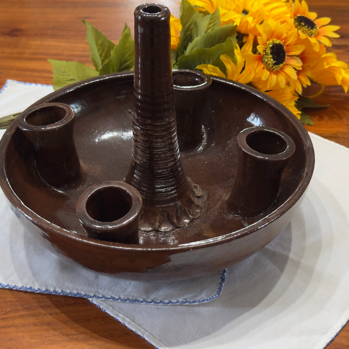 Vintage Nutmeg 1978 Pottery Candle Plate/ Candle Wreath