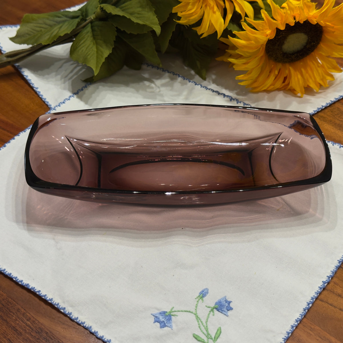 Vintage "Moroccan" Amethyst Relish Dish Hazel Atlas Glass