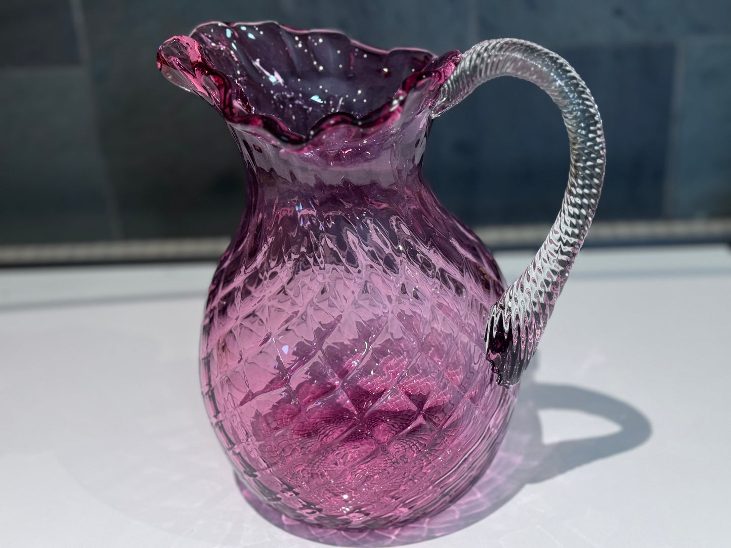 Cranberry Glass Pitcher Jug