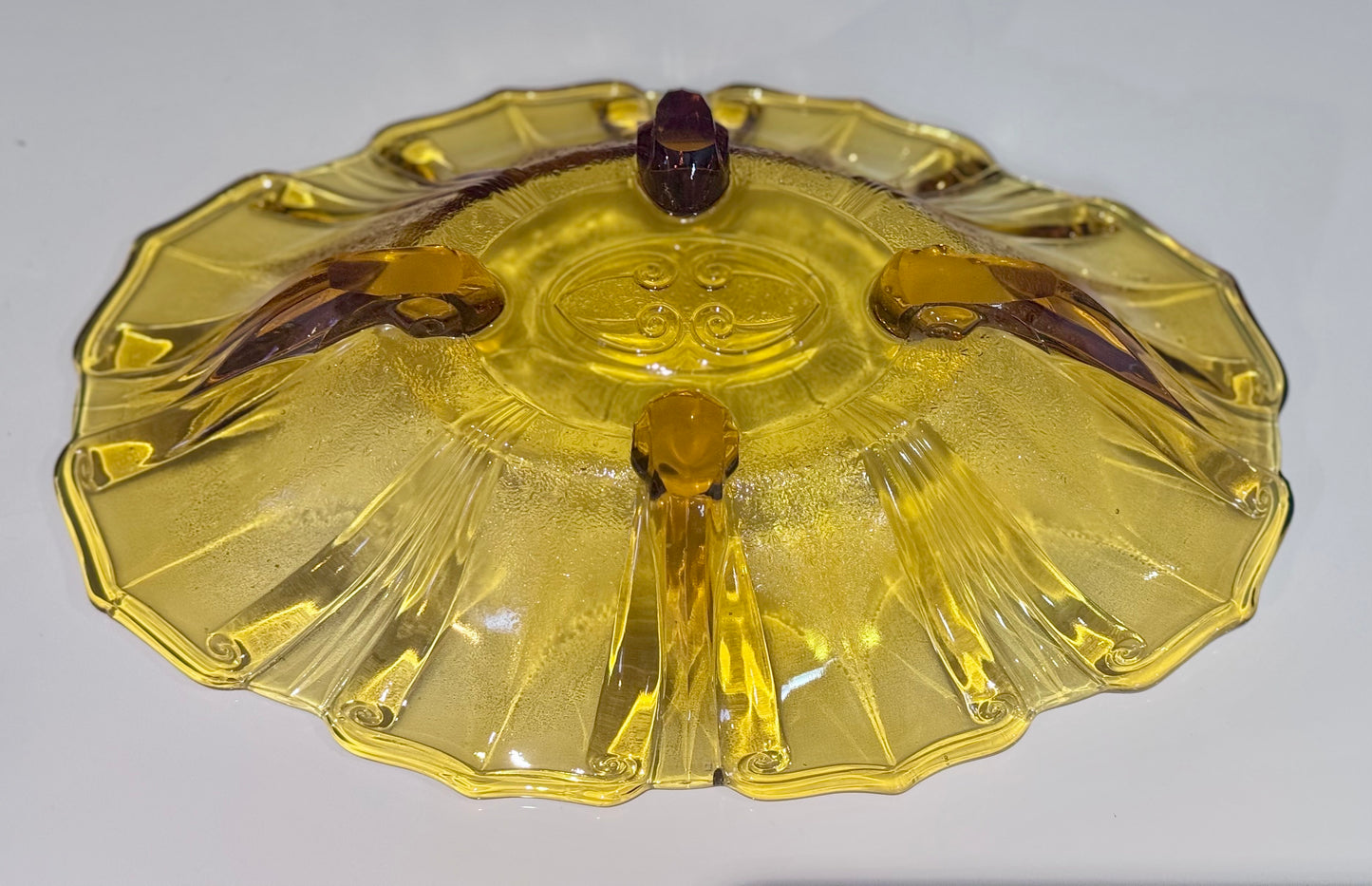 Amber Glass Footed Oval Serving Bowl