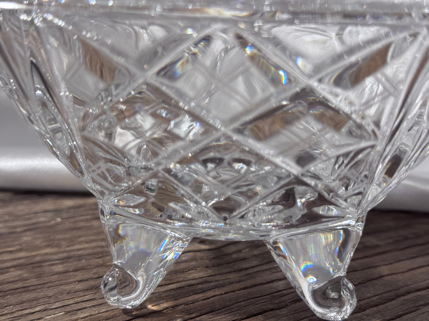 Cut Crystal Star of David/Pinwheel Footed Candy Dish