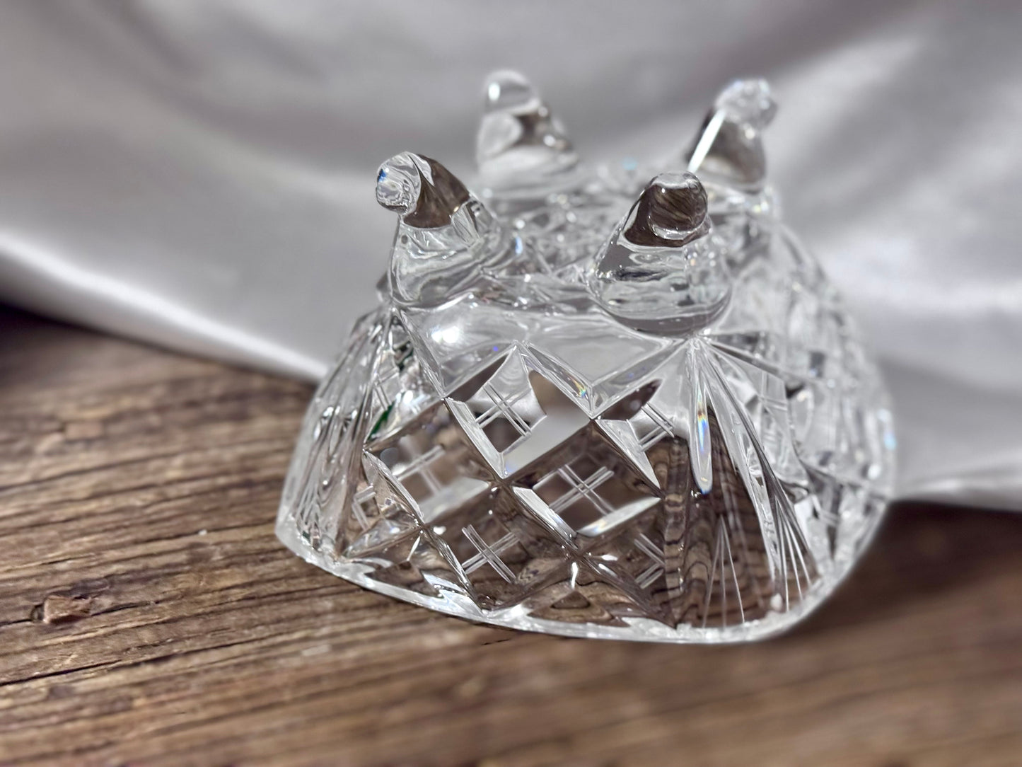 Cut Crystal Star of David/Pinwheel Footed Candy Dish