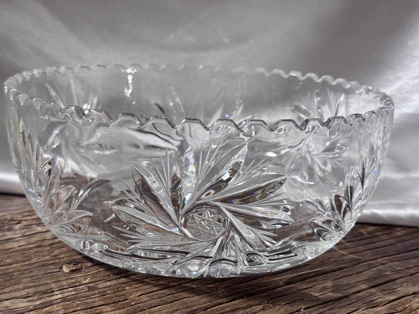 Bohemian Cut Crystal Pinwheel Sawtooth Bowl
