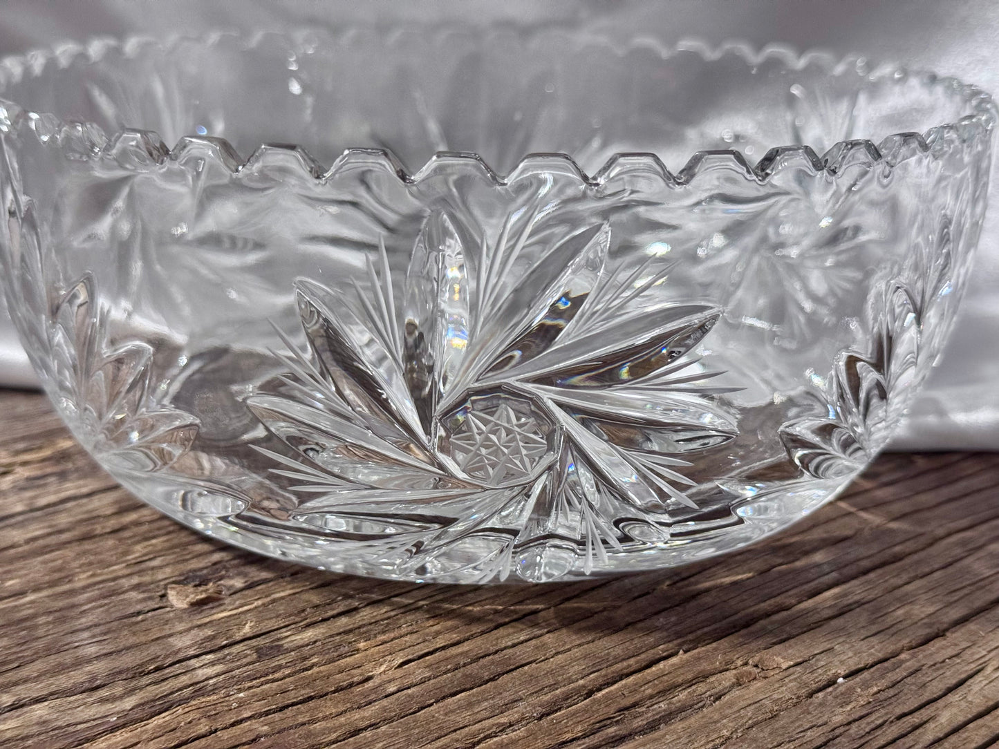 Bohemian Cut Crystal Pinwheel Sawtooth Bowl