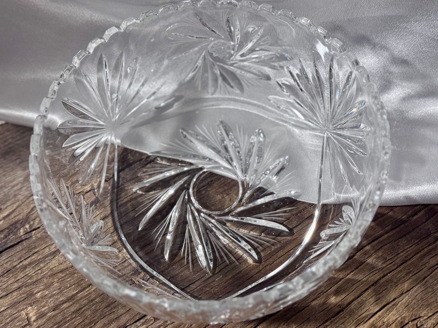Bohemian Cut Crystal Pinwheel Sawtooth Bowl