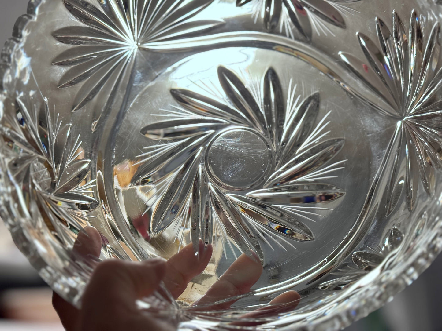 Bohemian Cut Crystal Pinwheel Sawtooth Bowl