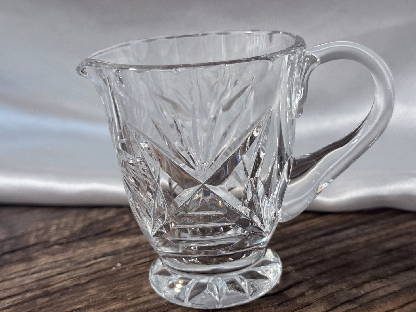 Cut Crystal "Pinwheel/Star of David" Pattern Milk and Sugar Set