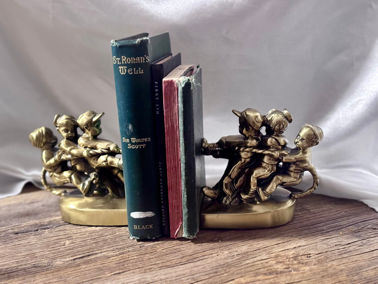 Brass PM Craftsman USA "Tug of War" Bookends