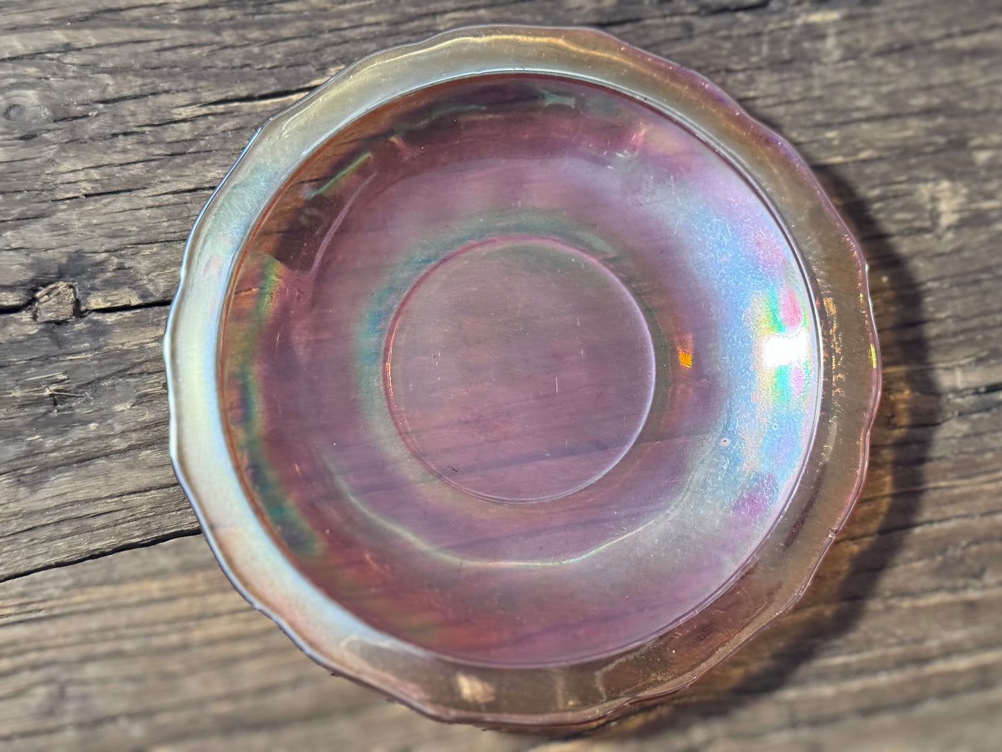 Federal Glass/Marigold Iridescent Carnival Depression Glass "Lattice & Bouquet" Cups and Saucer