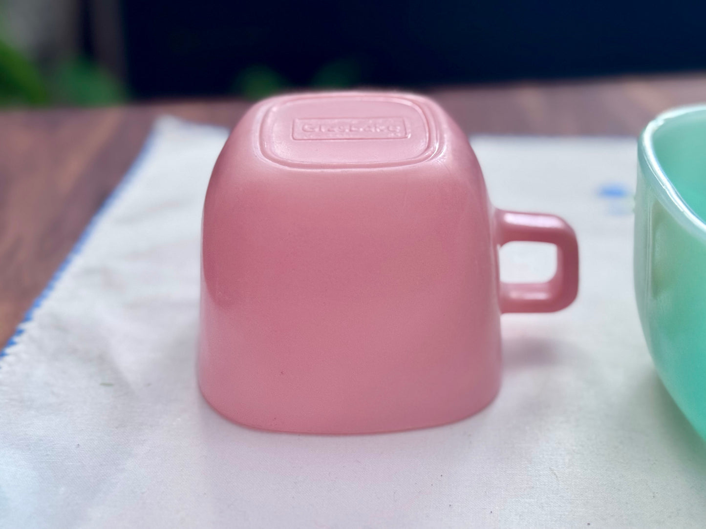 Glasbake Lipton Soup Pastel Square Coffee Mugs