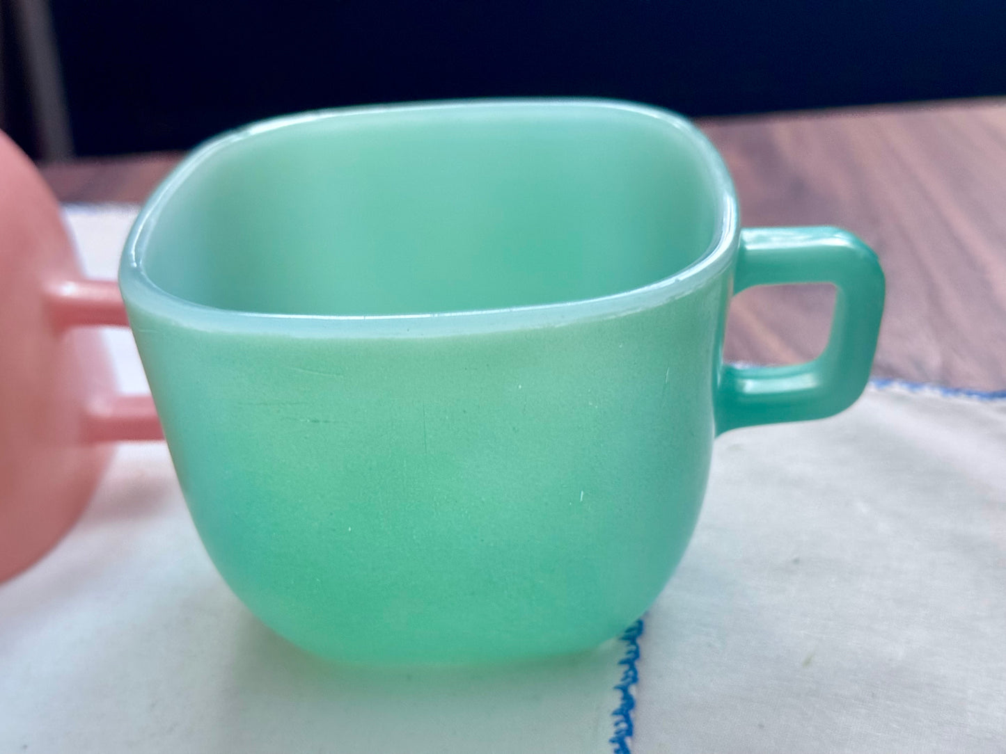 Glasbake Lipton Soup Pastel Square Coffee Mugs
