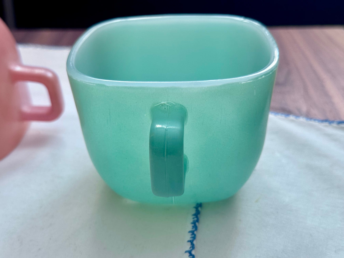 Glasbake Lipton Soup Pastel Square Coffee Mugs