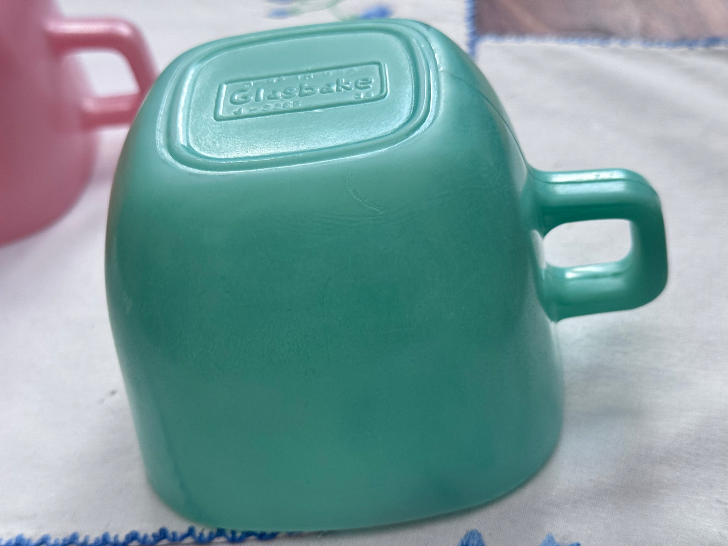 Glasbake Lipton Soup Pastel Square Coffee Mugs