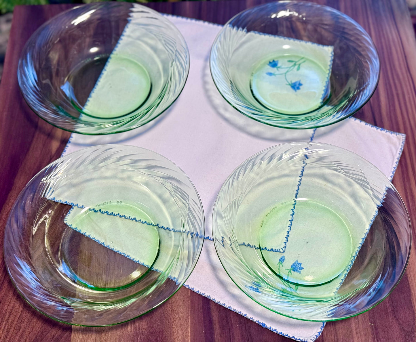 Green Glass Pyrex Bowls