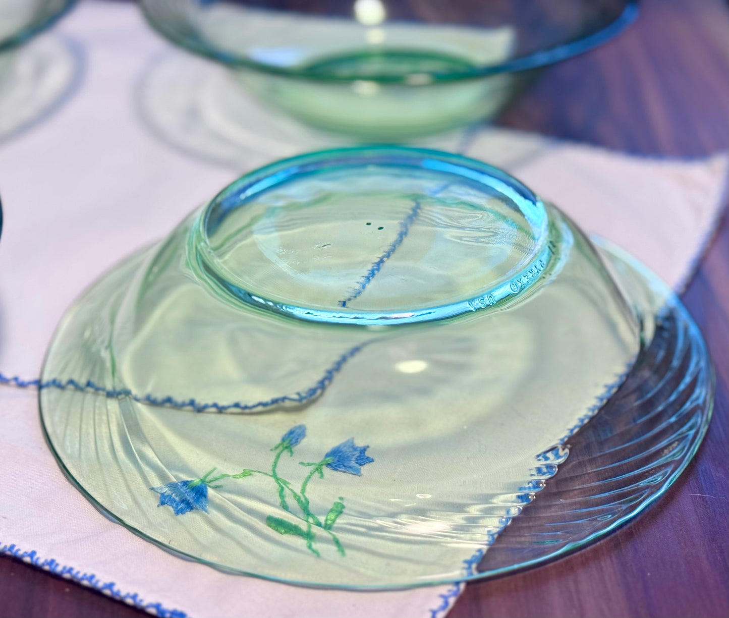 Green Glass Pyrex Bowls