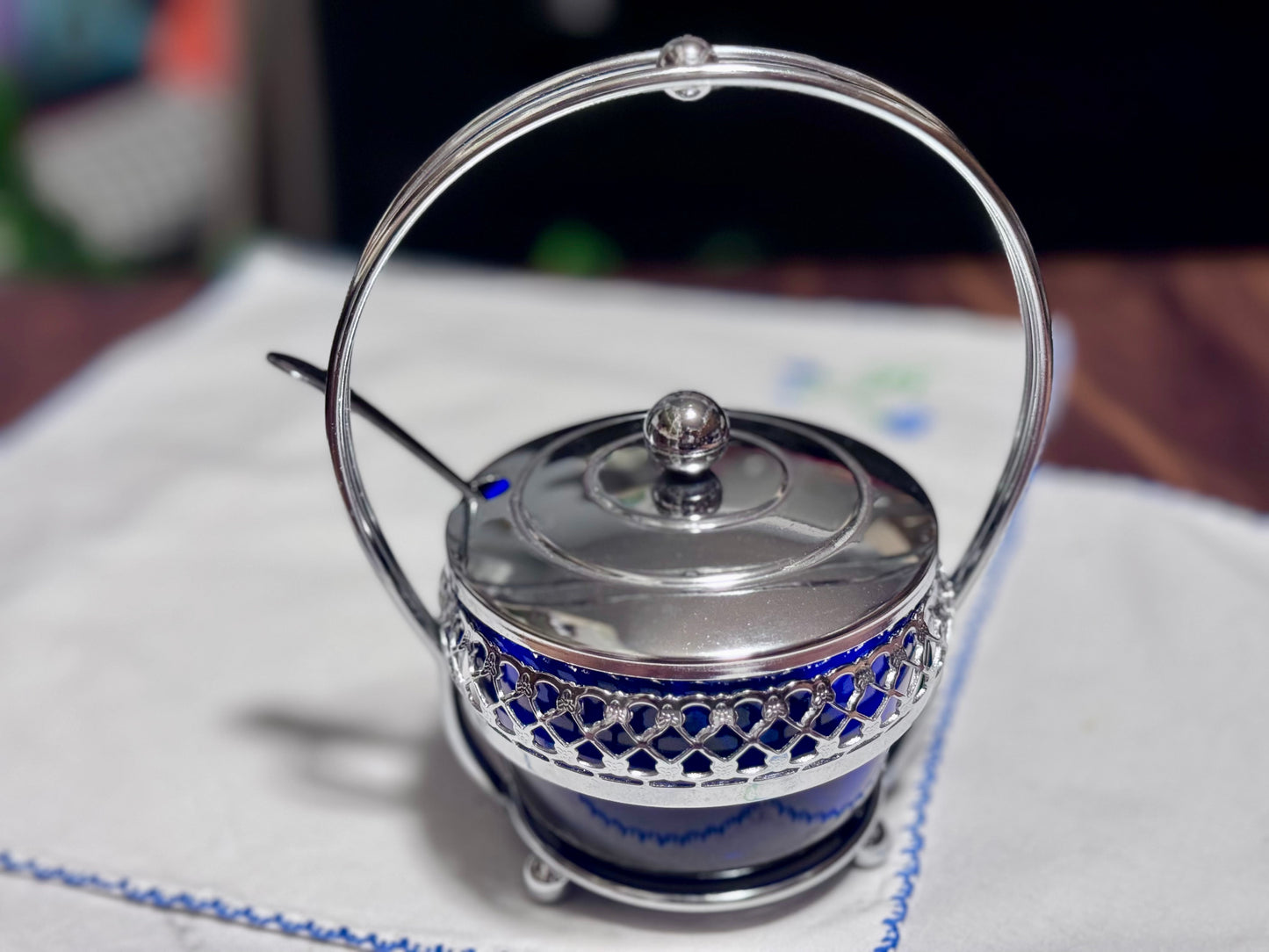 Chrome Plate Sugar Bowl/Jam Bowl