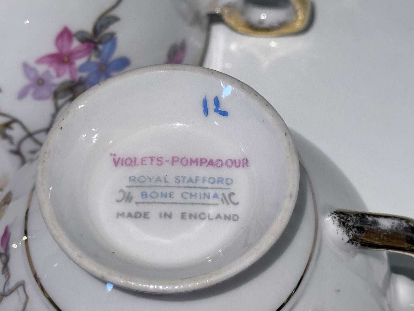 Royal Stafford 'Violets Pompadour' Fine Bone China Tea Cup and Saucer