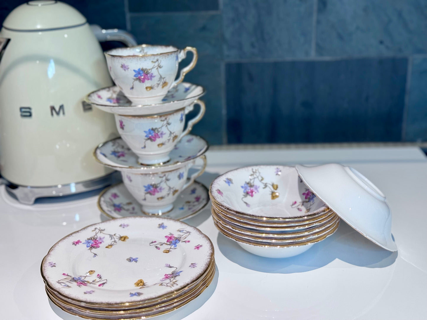 Royal Stafford 'Violets Pompadour' Fine Bone China Tea Cup and Saucer