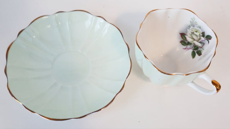 England Teacup & Saucer - pale green