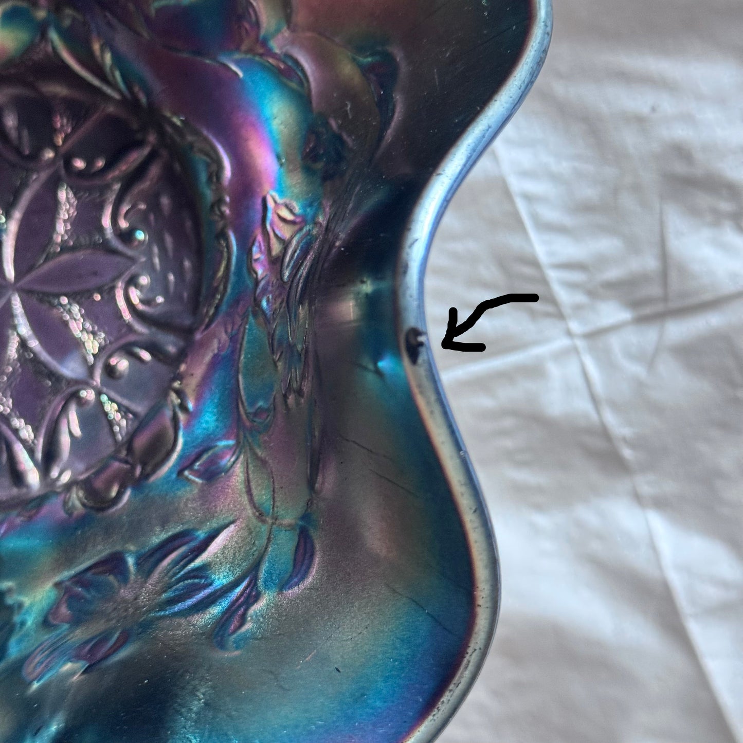 Dugan/Carnival Amethyst Glass Floral Bowl