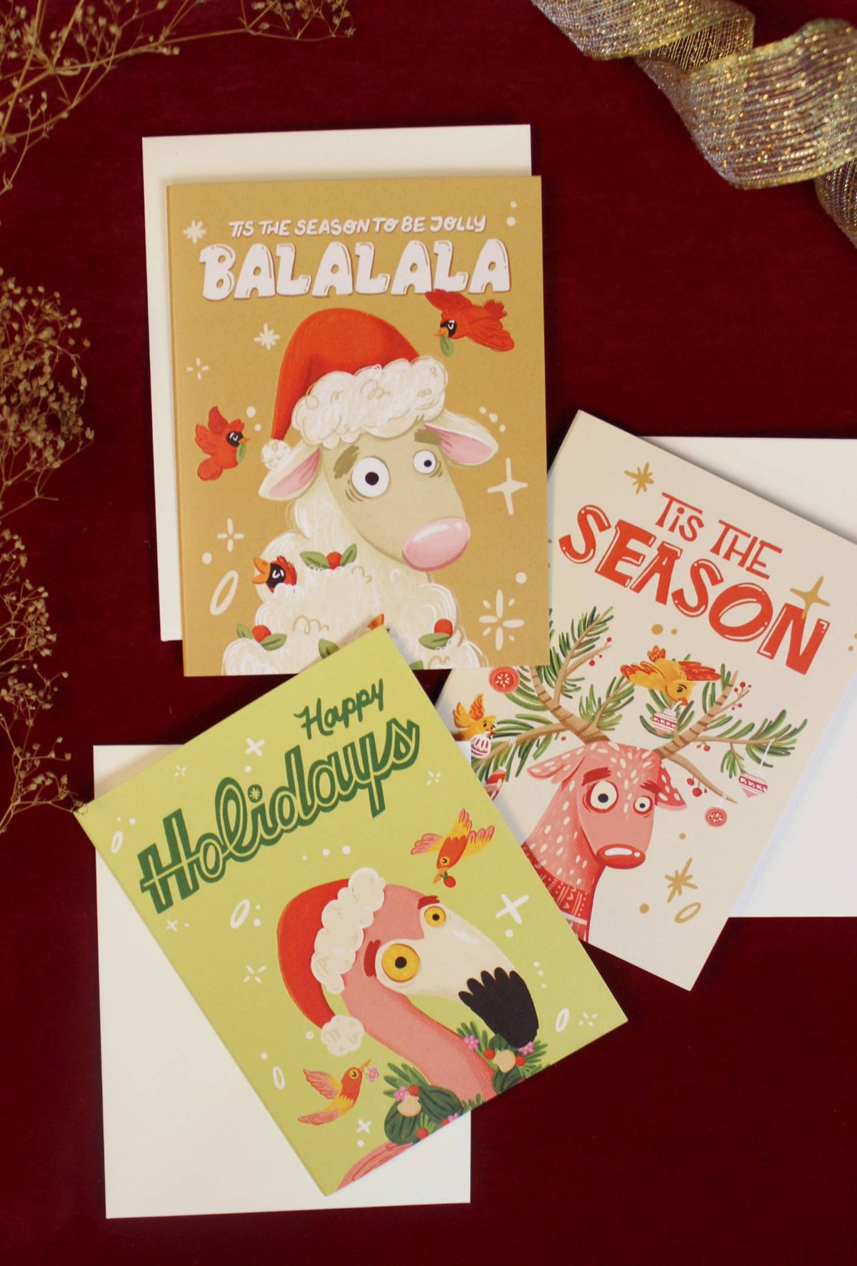 Festive Reindeer Holiday Boxed Set - 6 Greeting Card Set