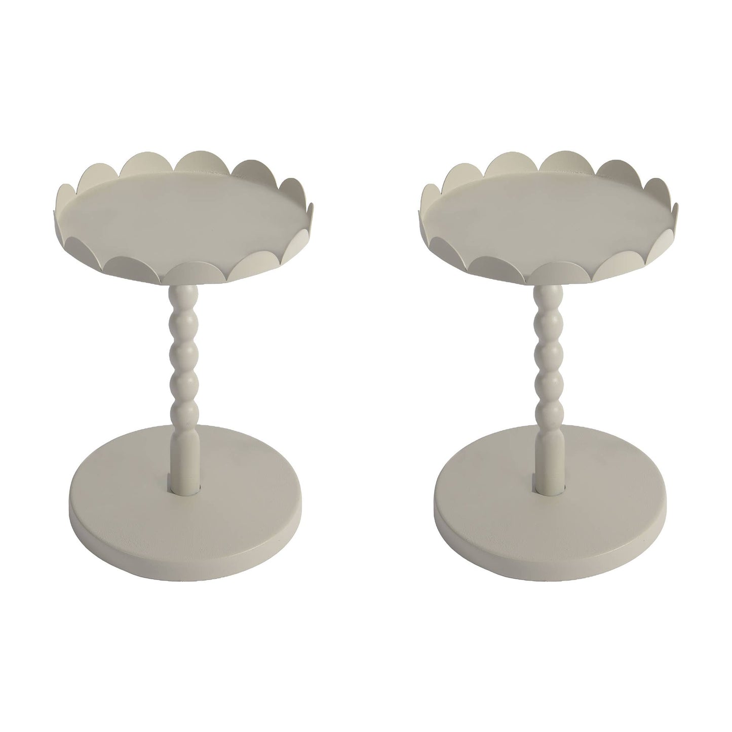 Round Metal Scallop Edge Plant Stand (11.4"H, KD): Grey